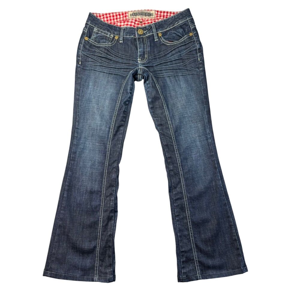 Kentucky Jeans Women's 31 Blue Reba Ride Me Dirty Denim Western Whiskered Pants
